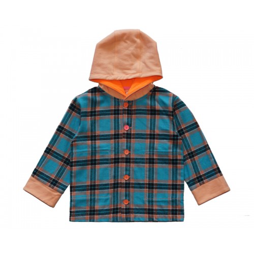 HOODY CHECK SHIRT (ORANGE) - 30% 할인