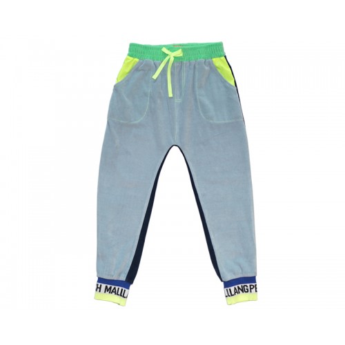 VELVET COLOUR BLOCK PANTS (BLUE)  SOLD-OUT